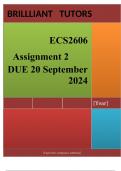 ECS2606 Assignment 2 (COMPLETE ANSWERS) Semester 2 2024) - DUE 20 September 2024 ; 100% TRUSTED Complete, trusted solutions and explanations.