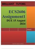 ECS2606 Assignment 1 (COMPLETE ANSWERS) Semester 2 2024  - DUE 15 August 2024 ; 100% TRUSTED Complete, trusted solutions and explanations. 