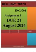 INC3701 Assignment 5 (COMPLETE ANSWERS) 2024 (520433) - DUE 21 August 2024 ; 100% TRUSTED Complete, trusted solutions and explanations. 