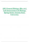 ASU General Biology (Bio 181)  Lab Instructions Cell Biology  Spring Series Arizona State  University