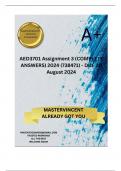 AED3701 Assignment 3 (COMPLETE ANSWERS) 2024 (738471) - DUE 20 August 2024 ; 100% TRUSTED Complete, trusted solutions and explanations.