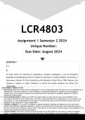 LCR4803 Assignment 1 (ANSWERS) Semester 2 2024 - DISTINCTION GUARANTEED