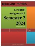 LCR4803 Assignment 1 (COMPLETE ANSWERS) Semester 2 2024 - DUE August 2024 ; 100% TRUSTED Complete, trusted solutions and explanations. 