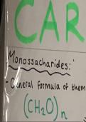 AS AQA Biology Unit 1 Biological Molecules: Carbohydrates