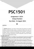 PSC1501 ssignment 4 (ANSWERS) 2024 - DISTINCTION GUARANTEED