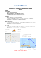 Aquaculture and Fisheries Summary (lectures, practicals and tutorials) (AFI-20306)