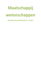 MAW Maatschappijwetenschappen - Aantekening arbeidsethos / status havo 5