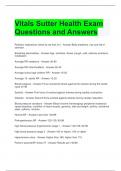 Vitals Sutter Health Exam Questions and Answers