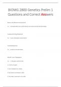 BIOMG 2800 Genetics Prelim 1 Questions and Correct Answers