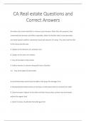 CA Real estate Questions and  Correct Answers 