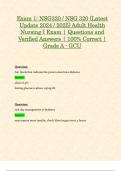 Exam 1: NSG320 / NSG 320 (Latest Update 2024 / 2025) Adult Health Nursing I Exam | Questions and Verified Answers | 100% Correct | Grade A - GCU