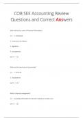 COB SEE Accounting Review Questions and Correct Answers 