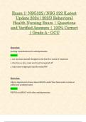 Exam 1 & Exam 2: NSG322 / NSG 322 (Latest 2024 / 2025 Updates STUDY BUNDLE WITH COMPLETE SOLUTIONS) Behavioral Health Nursing / Psych Exam | Questions and Verified Answers | 100% Correct | Grade A - GCU