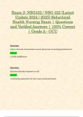 Exam 2: NSG322 / NSG 322 (Latest Update 2024 / 2025) Behavioral Health Nursing Exam | Questions and Verified Answers | 100% Correct | Grade A - GCU