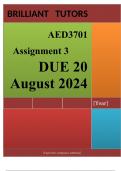 AED3701 Assignment 3 (COMPLETE ANSWERS) 2024 (738471) - DUE 20 August 2024 ; 100% TRUSTED Complete, trusted solutions and explanations. 