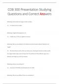 COB 300 Presentation Studying Questions and Correct Answers