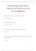 Cosmetology State Board  Practice Test Questions and  Correct Answers