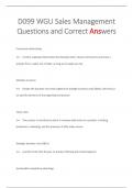 D099 WGU Sales Management Questions and Correct Answers