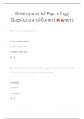 Developmental Psychology Questions and Correct Answers