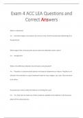 Exam 4 ACC LEA Questions and  Correct Answers