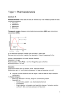 Algemene farmacologie tentamen 1 pharmacokinetics