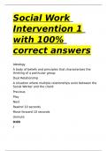 Social Work Intervention 1 with 100- correct answers.