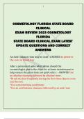 COSMETOLOGY FLORIDA STATE BOARD  CLINICAL EXAM REVIEW 2023 COSMETOLOGY  FLORIDA STATE BOARD CLINICAL EXAM LATEST  UPDATE QUESTIONS AND CORRECT  ANSWERS