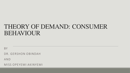 Theory of Consumer Behavior {Covenant University 2016/17}