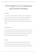 FTCE English 6 to 12 Questions  and Correct Answers