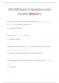 HN 308 Exam 4 Questions and  Correct Answers