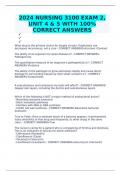 2024 NURSING 3100 EXAM 2, UNIT 4 & 5 WITH 100% CORRECT ANSWERS