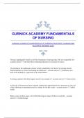 GURNICK ACADEMY FUNDAMENTALS OF NURSING EXAM WITH GUARANTEED ACCURATE ANSWERS 2024