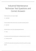 Industrial Maintenance  Technician Test Questions and  Correct Answers