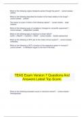 TEAS Exam Version 7 Questions And Answers Latest Top Score.