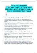 2024 CALIFORNIA CONTRACTORS LICENSE TEST CLASS EXAM QUESTIONS WITH 100% CORRECT ANSWERS