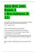 ASU BIO 340- Exam 3 ( Recitations 8-11)