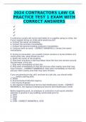 2024 CONTRACTORS LAW CA PRACTICE TEST 1 EXAM WITH CORRECT ANSWERS