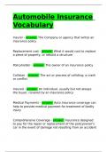 Automobile Insurance Vocabulary.