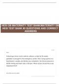 HESI OB MATERNITY TEST BANK/MATERNITY OB HESI TEST BANK 80 QUESTIONS AND CORRECT ANSWERS