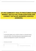 ATI RN COMMUNITY HEALTH PROCTORED EXAM NEWEST 2024 ACTUAL EXAM QUESTIONS AND CORRECT DETAILED ANSWERS (VERIFIED ANSWERS)