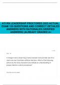 ATI RN LEADERSHIP PROCTORED 2023 ACTUAL EXAM 135 QUESTIONS AND CORRECT DETAILED ANSWERS WITH RATIONALES (VERIFIED ANSWERS) |ALREADY GRADED A+