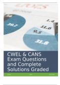 CWEL & CANS Exam Questions with Complete Solutions Graded A+