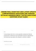 ABDSM FINAL EXAM TEST 2024 LATEST UPDATE COMPREHENSIVE QUESTIONS AND VERIFIED DETAILED ANSWERS [MOST TESTED QUESTIONS] CERTIFIED STUDY GUIDE