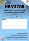 HSY3705 Assignment 1 (COMPLETE ANSWERS) Semester 2 2024  - DUE 10 August 2024 