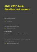 BIOL 2457 Joints Questions and Answers