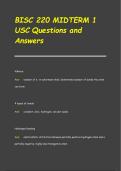 BISC 220 MIDTERM 1  USC Questions and  Answers