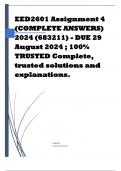 EED2601 Assignment 4 (COMPLETE ANSWERS) 2024 (683211) - DUE 29 August 2024 ; 100% TRUSTED Complete, trusted solutions and explanations. 