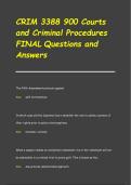 CRIM 3388 900 Courts  and Criminal Procedures  FINAL Questions and  Answers