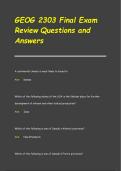 GEOG 2303 Final Exam  Review Questions and  Answers