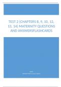 TEST 2 (CHAPTERS 8, 9, 10, 12, 13, 14) MATERNITY QUESTIONS AND ANSWERSFLASHCARDS